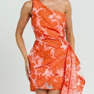 Showpo One-Shoulder Orange Floral Mini Dress